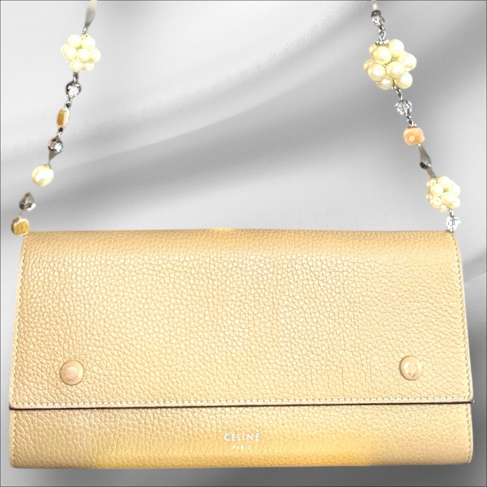Céline Paris Beige Leather Wallet Chain Shoulder Bag - Picture 17 of 17